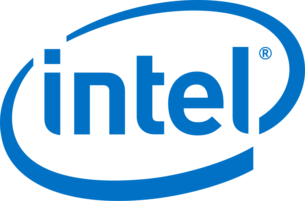 The image shows the Intel logo with the word 